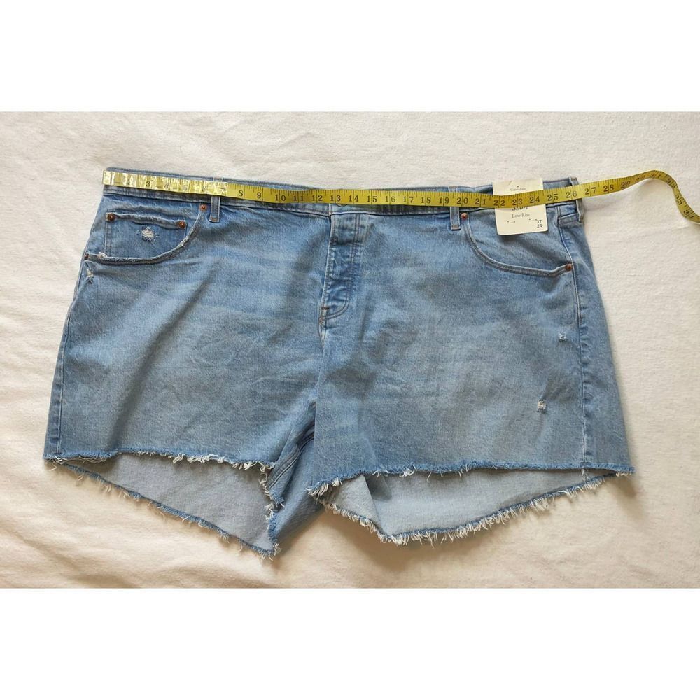 Abercrombie & Fitch Curve Love Distressed Blue Low Rise 90's Baggy Shorts- 37x24 - Picture 6 of 10